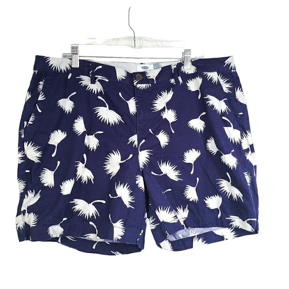 Old Navy Blue White Dandelion Cotton Chino Shorts Plus